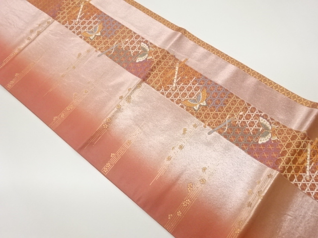 JAPANESE KIMONO / VINTAGE FUKURO OBI / WOVEN BUTTERFLY